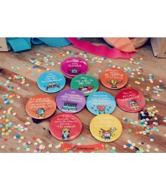PACK 20 CHAPAS CUMPLEAÑOS DIVERTIDOS