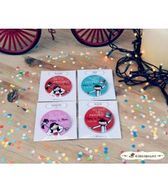 CHAPAS PARA BODAS "Y TÚ DE QUIÉN ERES?"