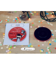 CHAPAS PARA BODAS "Y TÚ DE QUIÉN ERES?"