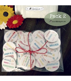 PACKS 25 CHAPAS PARA BODAS 59mm "FRASES DIVERTIDAS" 