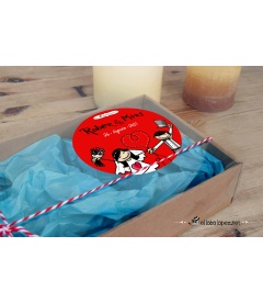 CAJA CHAPAS PARA BODAS "Y TÚ DE QUIÉN ERES?"