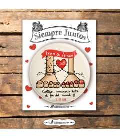 CHAPAS PARA BODAS "PIES AMOROSOS"
