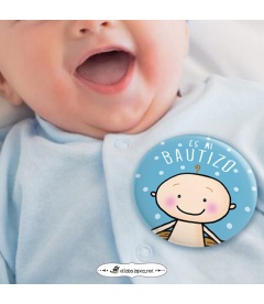 PACK 20 CHAPAS BAUTIZO NIÑO CON FRASES Y DIBUJITOS DIVERTIDOS