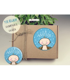 PACK 20 CHAPAS BAUTIZO NIÑO CON FRASES Y DIBUJITOS DIVERTIDOS