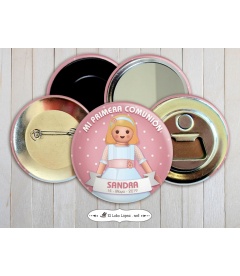 CHAPA "COMUNIÓN NIÑA  PLAYMOBIL"