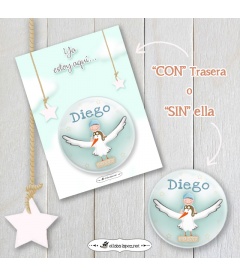 CHAPA BAUTIZO "CIGÜEÑA" (niño)