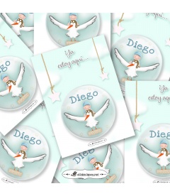 CHAPA BAUTIZO "CIGÜEÑA" (niño)