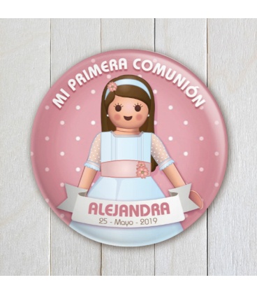 CHAPA "COMUNIÓN NIÑA  PLAYMOBIL"