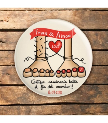 CHAPAS PARA BODAS "PIES AMOROSOS"