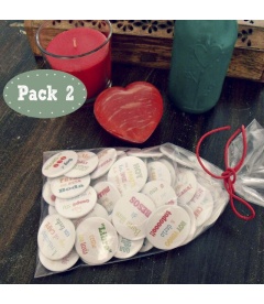 PACK 50 CHAPAS PARA BODAS 38mm "FRASES DIVERTIDAS 2"