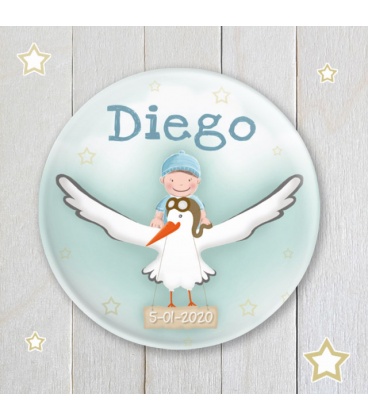 CHAPA BAUTIZO "CIGÜEÑA" (niño)