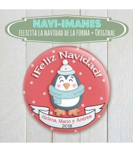 NAVI-IMÁN (chapa navidad de Pinguino)