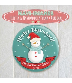 NAVI-IMÁN (chapa navidad de Muñeco de Nieve)