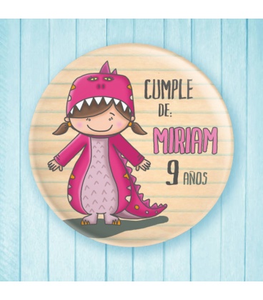 CHAPA CUMPLEAÑOS "DINOSAURIO" (niña)