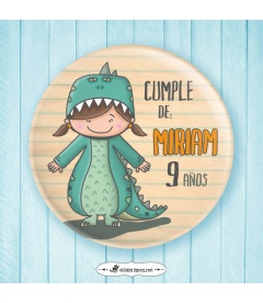 CHAPA CUMPLEAÑOS "DINOSAURIO" (niña)