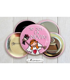 CHAPA BODA "YO SOY LA NOVIA"(colores)