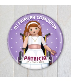 CHAPA "COMUNIÓN  PLAYMOBIL MOVILIDAD REDUCIDA" (chica)