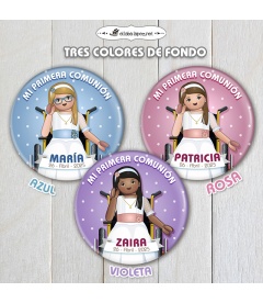 CHAPA "COMUNIÓN  PLAYMOBIL MOVILIDAD REDUCIDA" (chica)