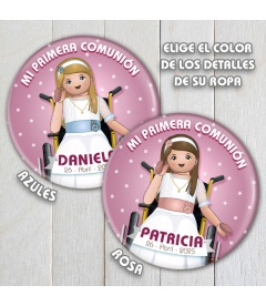 CHAPA "COMUNIÓN  PLAYMOBIL MOVILIDAD REDUCIDA" (chica)