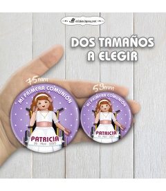 CHAPA "COMUNIÓN  PLAYMOBIL MOVILIDAD REDUCIDA" (chica)