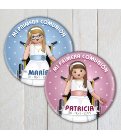 CHAPA "COMUNIÓN  PLAYMOBIL MOVILIDAD REDUCIDA" (chica)