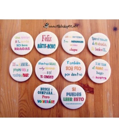 PACK 50 CHAPAS PARA BODAS 59mm "FRASES DIVERTIDAS 2"