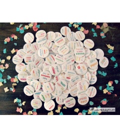 PACK 50 CHAPAS PARA BODAS 38mm "FRASES DIVERTIDAS 2"