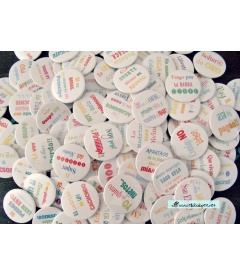 PACK 50 CHAPAS PARA BODAS 38mm "FRASES DIVERTIDAS 2"