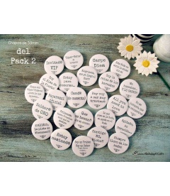 PACK 50 CHAPAS PARA BODAS 59mm FRASES "B & N" 2