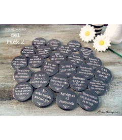 PACK 50 CHAPAS PARA BODAS 59mm FRASES "B & N" 2